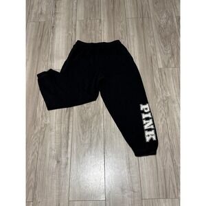 Victoria's Secret PINK Black Logo Boyfriend Jogger Sweatpants Womens Medium